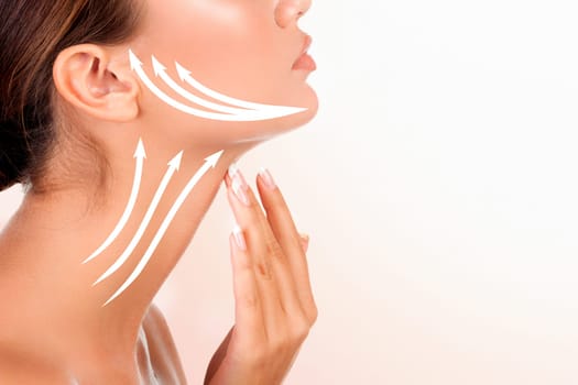 Portrait of woman with perfect skin and makeup, antiaging concept.
