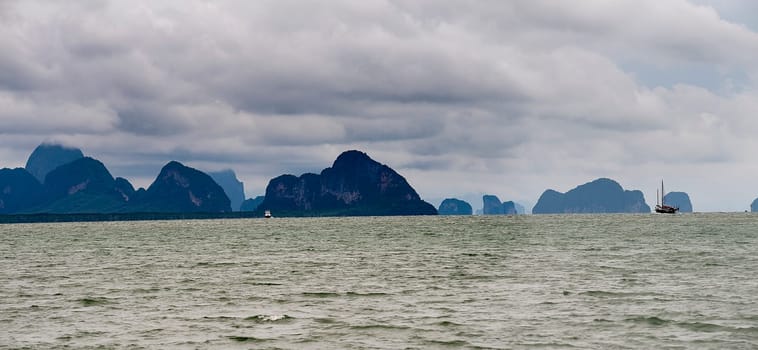 Panoramic view of Pang Nga Bay, Thailand, Asia