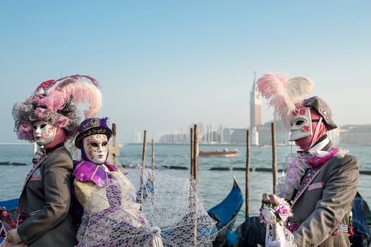 VENICE, ITALY - Febrary 21 2019: The masks of the Venice carnival 2019.