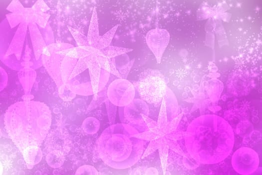 Abstract blurred festive delicate winter christmas or Happy New Year background with shiny pink and white bokeh lighted stars. Space for your design. Card concept.