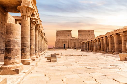 Beautiful Ancient Philae Island, Temple of Isis, Aswan, Egypt