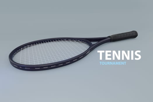 Tennis game. racket on the tennis court. Sport, recreation concept, Sport and healthy lifestyle. tennis racket on clay court Sports background with tennis concept, 3d render