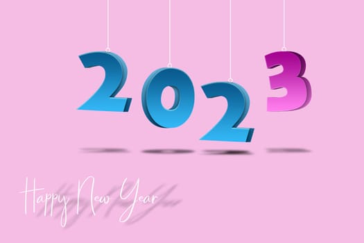 3D illustration concept New Year 2023 background design. Greeting Card, Banner, Poster.
