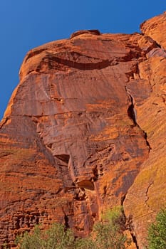 Spectacular Red Rock Wall in the Desert in Snow Canyon State Park in Utah