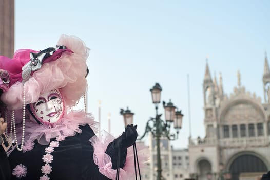 VENICE, ITALY - Febrary 21 2019: The masks of the Venice carnival 2019.