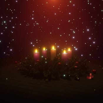 3D illustration Background for advertising and wallpaper in festival  and Advent Wreath scene. 3D rendering in decorative concept.