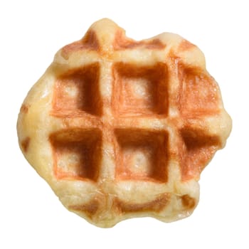 Top view close up of fresh waffles delicious sweet isolated on white background. Making homemade food or dessert at home