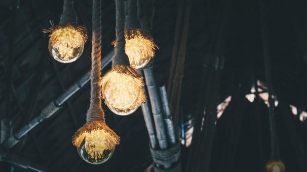 Hanging Rope Lamp home diy cheap Rustic Lamps, Wood Lamps, Rustic Lighting . Idea background for hope in darkness concept idea