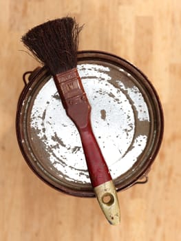 A close up shot of painting equipment