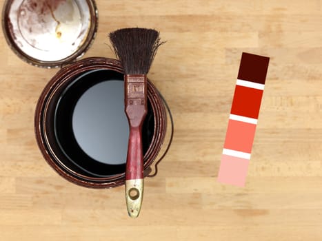 A close up shot of painting equipment