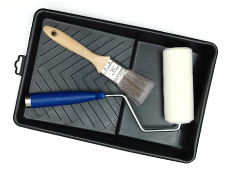 A close up shot of painting equipment