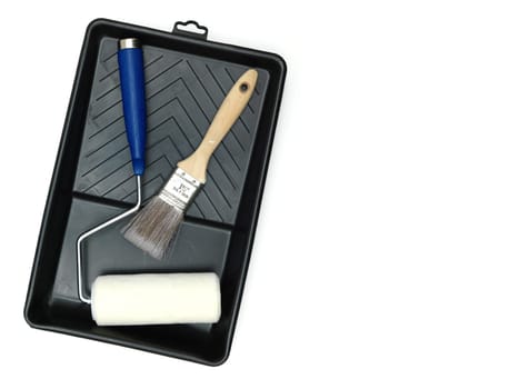 A close up shot of painting equipment