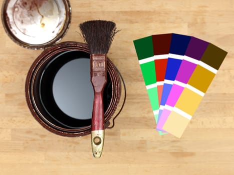 A close up shot of painting equipment