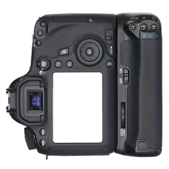 A close up shot of a digital SLR camera