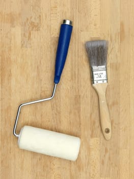 A close up shot of painting equipment