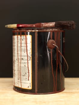 A close up shot of painting equipment