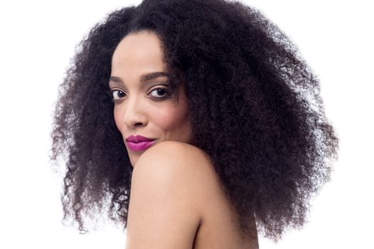 Topless african woman posing to camera