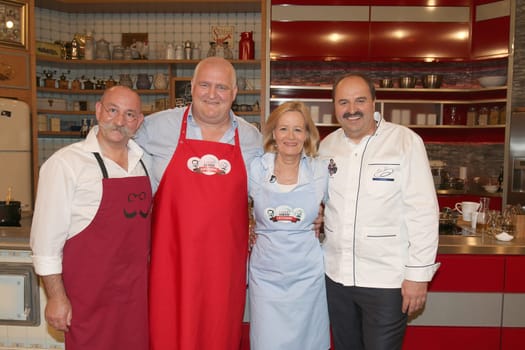 Markus Maria Profitlich and Horst Lichter and Claudia Rieschel and Johann Lafer,recording of Lafer,Lichter,LECKER! at Studio Stahltwiete (broadcast 19.09.2015),Hamburg,07.06.2015