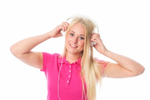 Pretty blonde girl with headphones