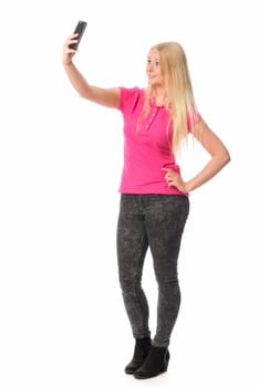 Pretty blonde takes a selfie