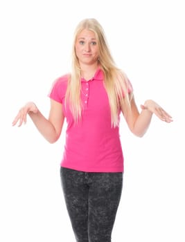 blonde gesticulated with her hands