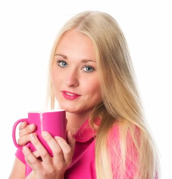 Woman with coffee mug in portrait