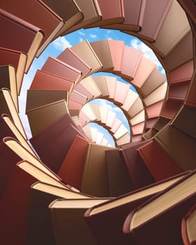 Several spiral books concept of knowledge and growth.