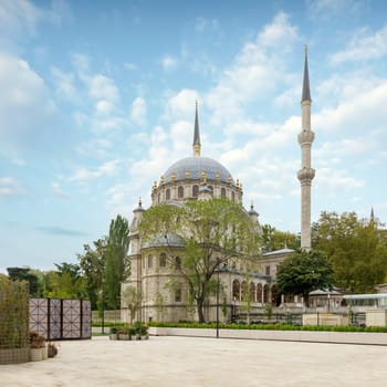 Nusretiye imperial Ottoman ornate Mosque, commissioned by Sultan Mahmut II, located in Tophane district of Beyoglu, Istanbul, Turkey