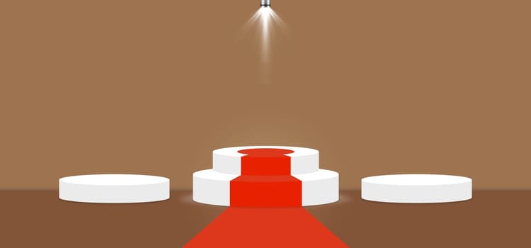 Iced Coffee color abstract with stage podium and lighting display platform, modern studio, wall scene fashion, stage podium scene with for Award Ceremony and colorful presentation simple art spotlight summer banner. 3D rendering.