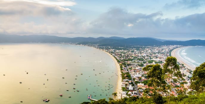 Scenic view of Canto grande and Mariscal beaches in Bombinhas, Brazil