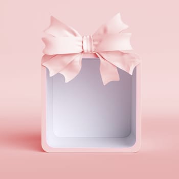 Pink bow tie. Pink giftbox with ribbon bow -- 3D Rendering