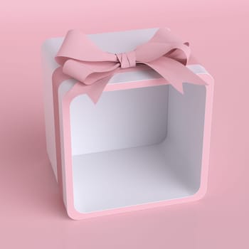 Pink bow tie. Pink giftbox with ribbon bow -- 3D Rendering