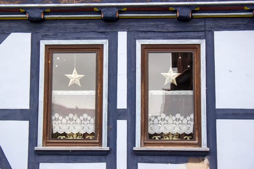 facade of house with windows in Bad Sooden-Allendorf in the Werra Valley in Germany