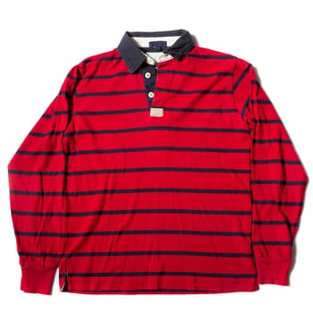 Long sleeve rugby shirt on white background