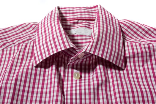 Classic men's dress shirt collar. Red and white color.