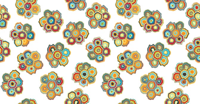 Abstract floral seamless background with colored flowers