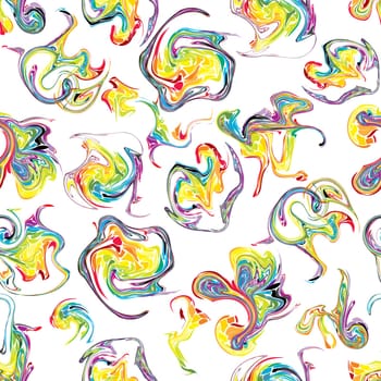 Abstract geometric design with psychedelic swirling paint. Modern, trendy seamless background
