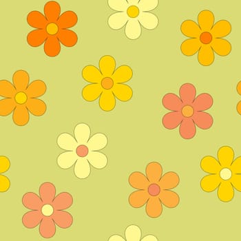 Spring seamless background with yellow and orange flowers