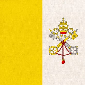 The Holy See flag. flag of Vatican. National Vatican flag on fabric. Vatican national flag on textured background. Apostolic See country. State symbol of Petrine See. Catholic Church