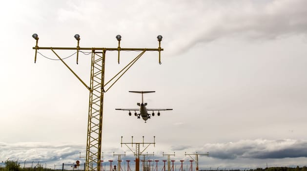 Jet Coming in for Landing at Umea Airport in Sweden.