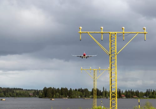 Aircraft Coming in for Landing on a cloudy day.