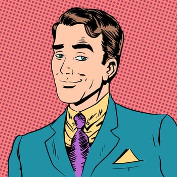 Elegant man a gentleman flirting love the look Halftone style art pop retro vintage