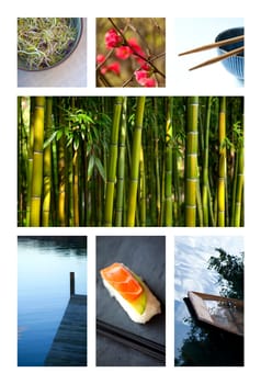 Collage of various images of Asian and Japanese lifestyle