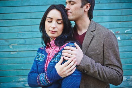 Amorous couple in casualwear