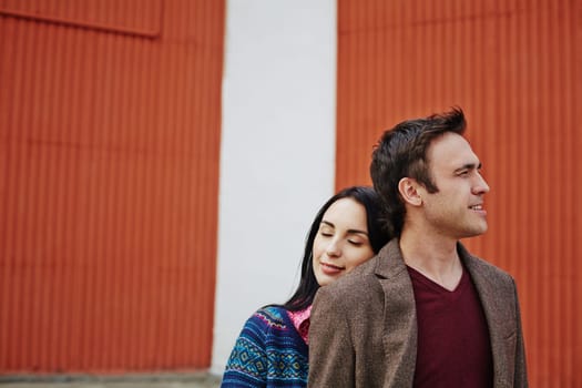 Young woman taking pleasure in being close to her sweetheart