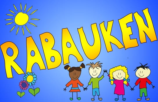The word CHILDREN illustrated in a cheerful,childlike and colorful way!