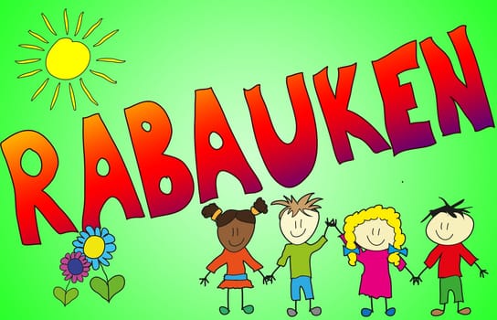 The word CHILDREN illustrated in a cheerful,childlike and colorful way!