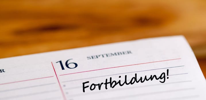 Date for further training entered in a calendar