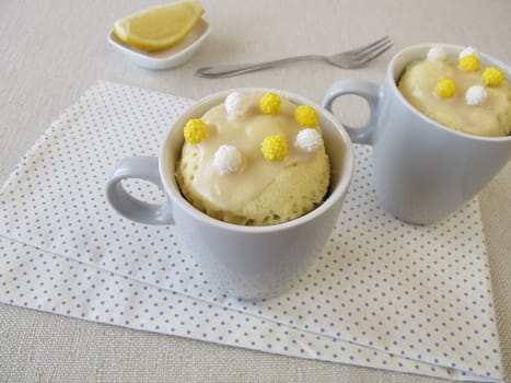 Lemon Mug Cakes with icing