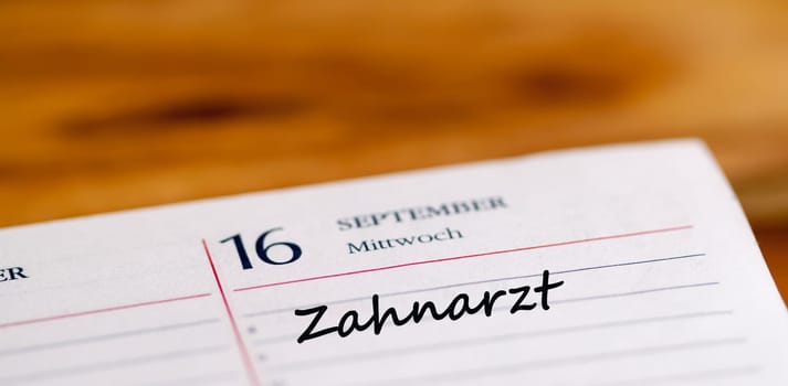 Dentist appointment in a calendar